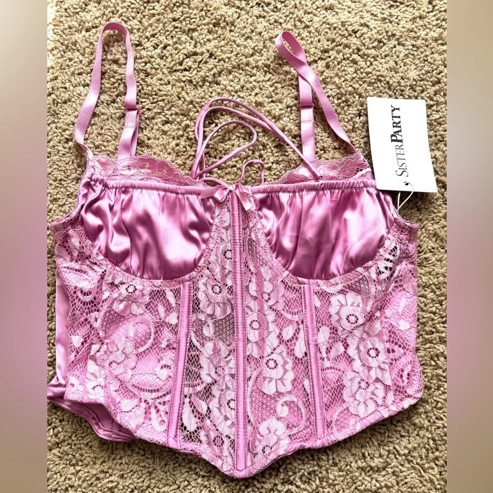 NWT Pink Lace Corset Top | SisterParty | Size: XXS